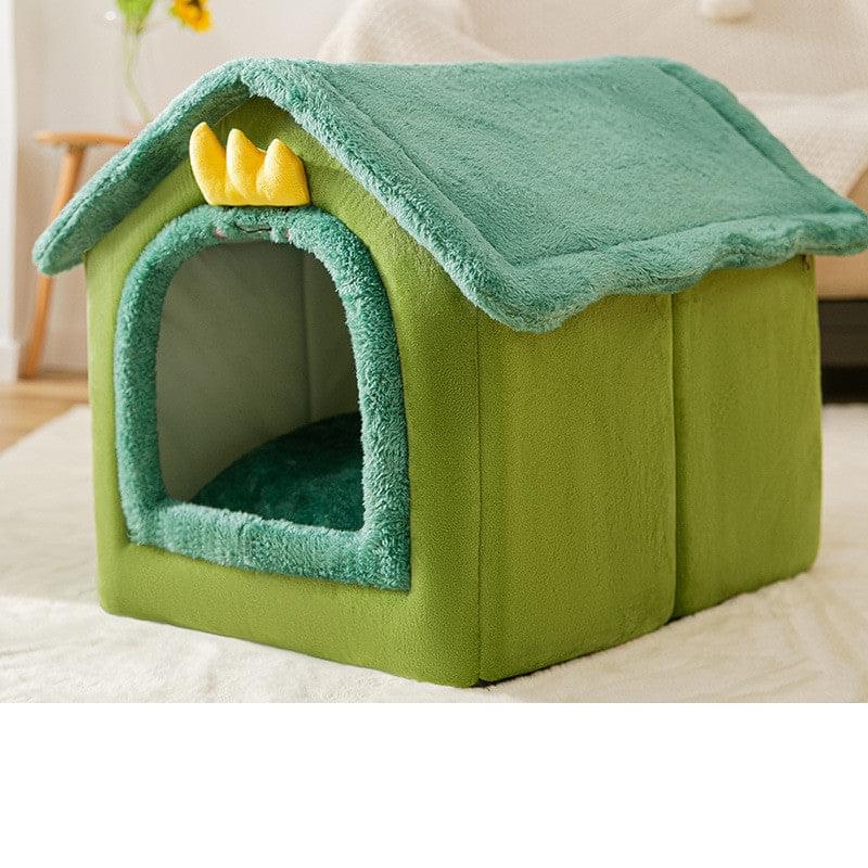 Foldable Dog House Sleep Kennel Removable Nest Warm Enclosed Cave Sofa 0 Petvetx Green dinosaur Large 