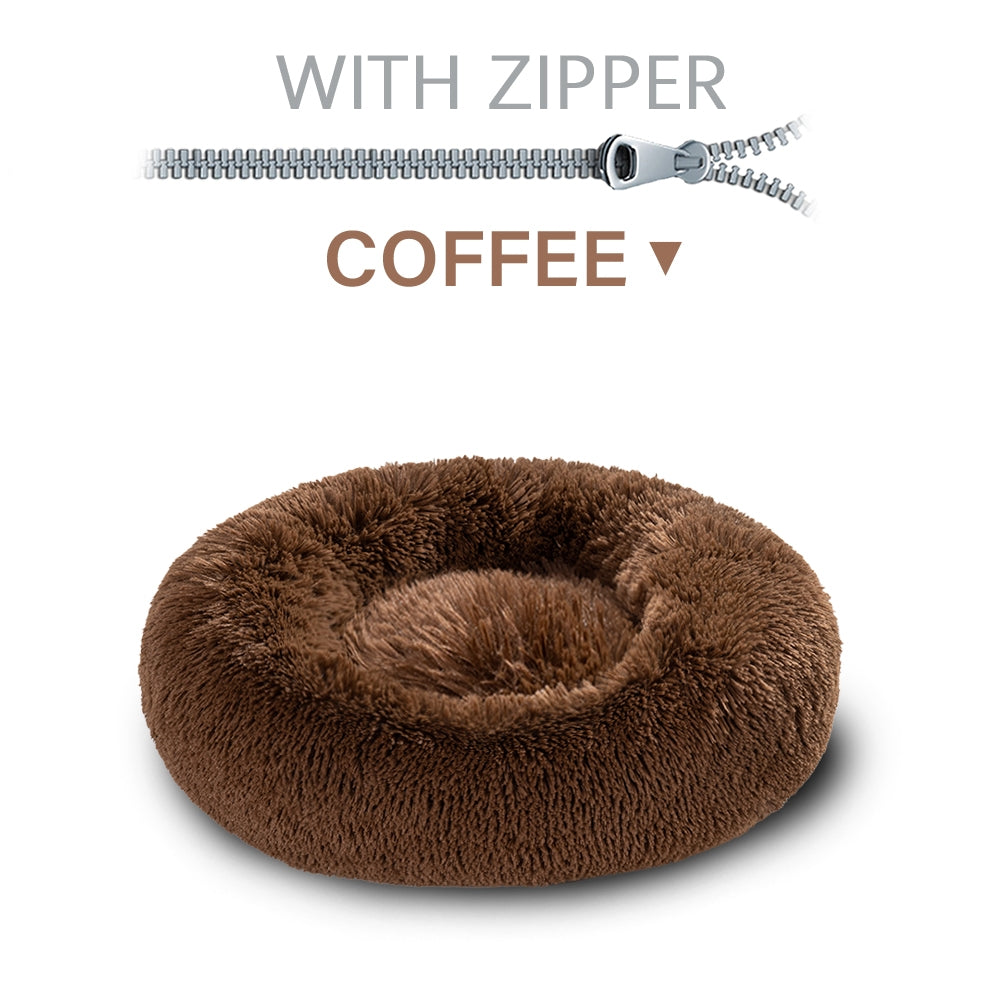 Fluffy Donut Dog Bed - Warm Pet Cushion