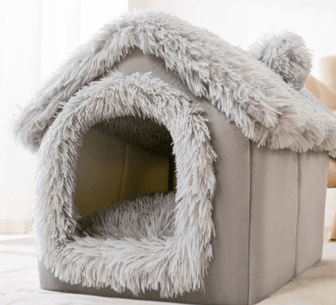 Foldable Dog House Sleep Kennel Removable Nest Warm Enclosed Cave Sofa 0 Petvetx Grey Snow House Large 
