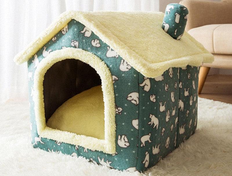Foldable Dog House Sleep Kennel Removable Nest Warm Enclosed Cave Sofa 0 Petvetx Green bear den Large 